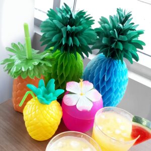 Tropical Bridal Shower Party Elements Pineapple, Coconuts and Palm Trees