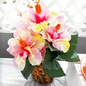 DIY Pineapple Vase with Tropical Hibiscus Flowers