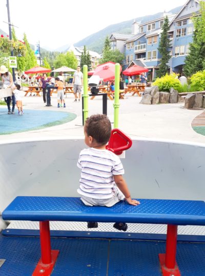 mixed kid in the park in whistler village